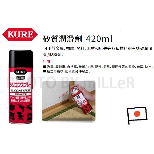 日本 KURE 1420 矽質潤滑劑 可用於金屬、橡膠、塑料、木材和紙張等 有機矽潤滑劑/脫模劑 食品級矽質潤滑油