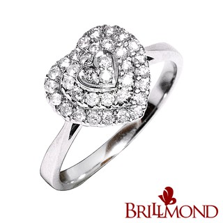 【BRILLMOND】25分 PT950鉑金 心燦 天然鑽石戒(天然鑽石總重25分)