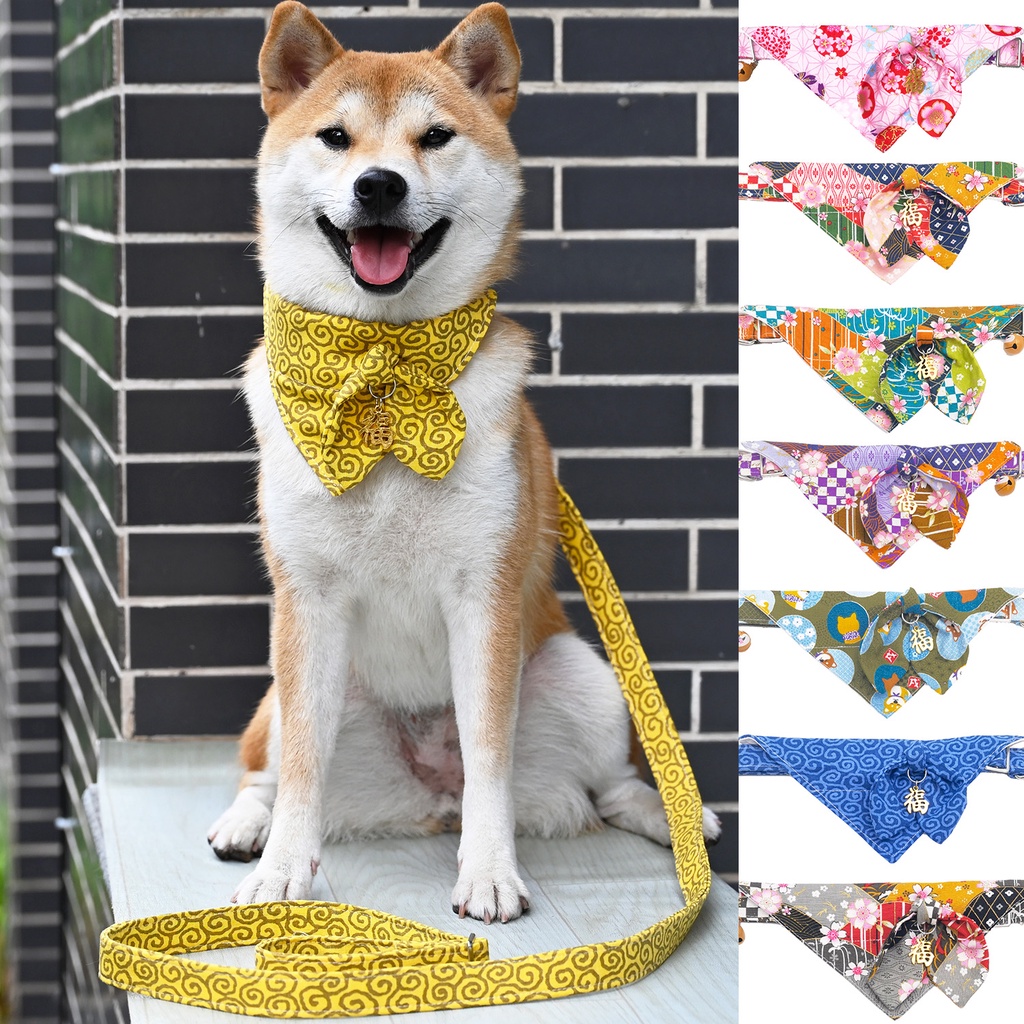 手工和風日式唐草紋櫻花三角巾蝴蝶结領結柴犬柯基法鬥米克斯小中大型犬牵引用項圈 蝦皮購物