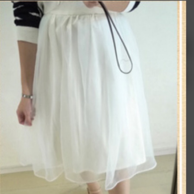 MERCURYDUO 日貨全新白色玻璃紗及膝紗裙Rika