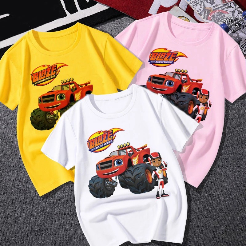 kids T-shirt夏季旋風戰車隊飚速卡通印花圓領男女兒童T恤短袖