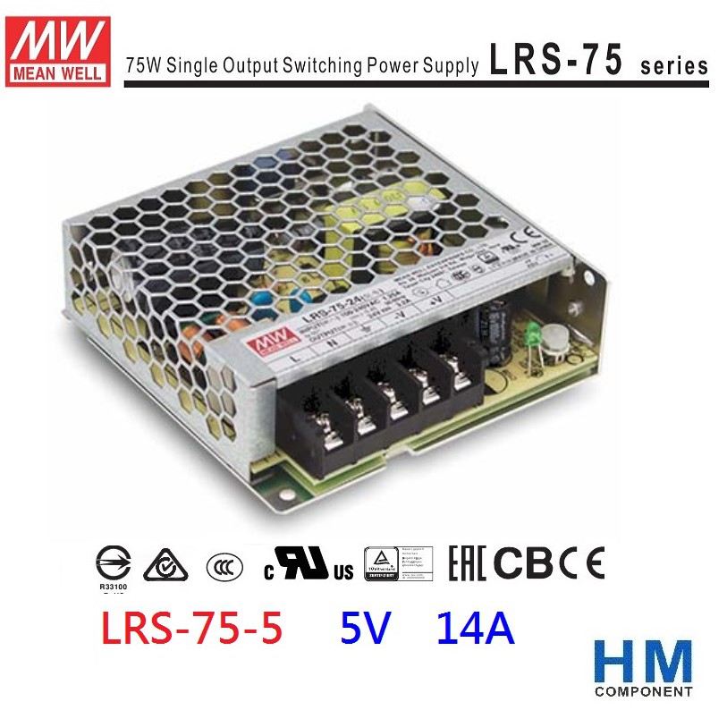 明緯 MW 電源供應器 LRS-75-5 5V 14A -HM工業自動化