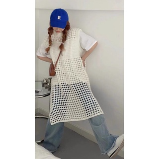 ＳｅｙｅＳ 雜誌日韓系街頭個性簍空針織勾針外搭背心裙洋裝