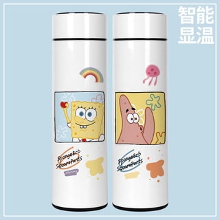 派大星智慧保溫杯海綿寶寶卡通簡約情侶一對測溫大容量水杯子
