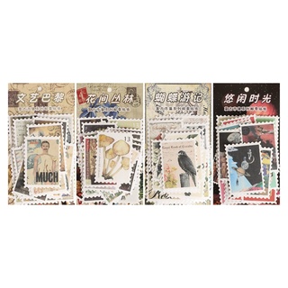 【CHL】復古市集系列 diy可愛郵票小貼畫 手賬貼紙 復古 小貼畫 手機殼 DIY 郵票造型 素材貼紙 30入