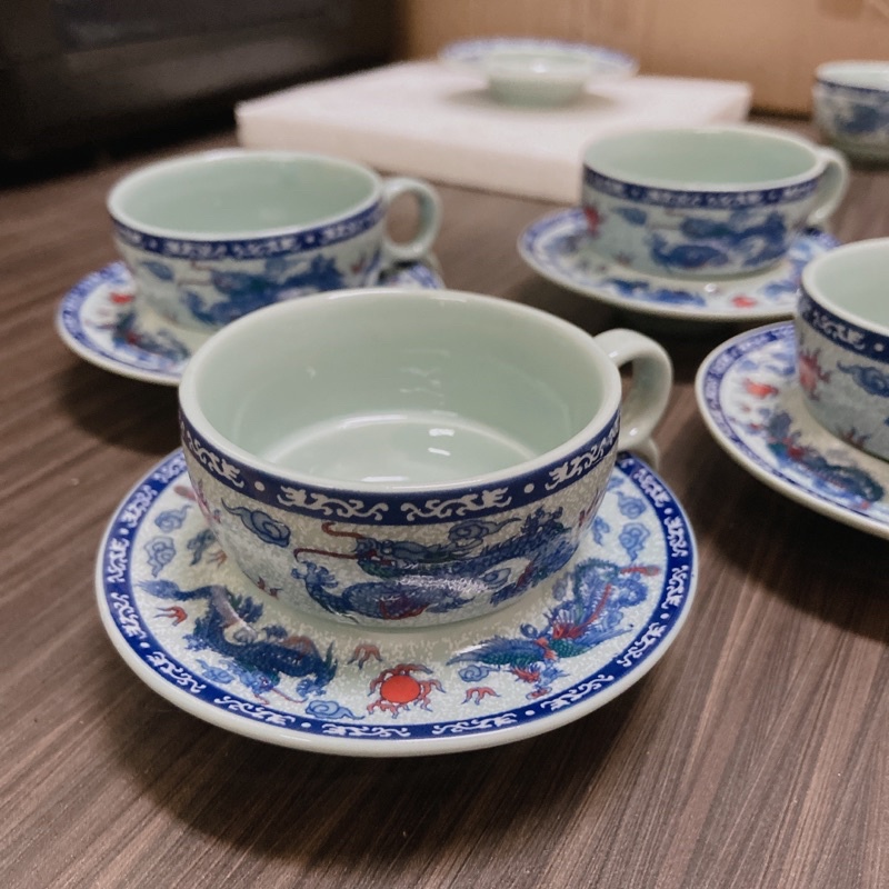 歐式下午茶中國風茶具組（盤+杯）5入