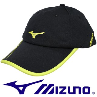 鞋大王Mizuno J2TW-700009 黑色 排汗材質運動路跑帽＃有眼鏡插座＃【台灣製，特價399元】