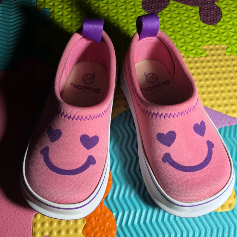 日本🇯🇵SkippOn 童鞋 休閒鞋 穿脫方便 15cm 粉紅微笑😊