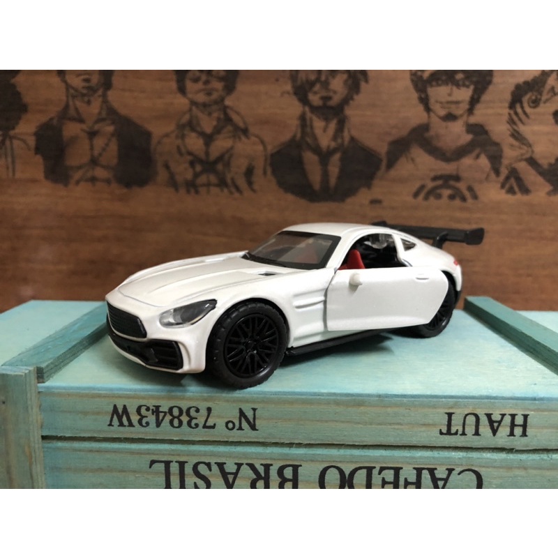 白色 賓士 GT 跑車 模型車 迴力車