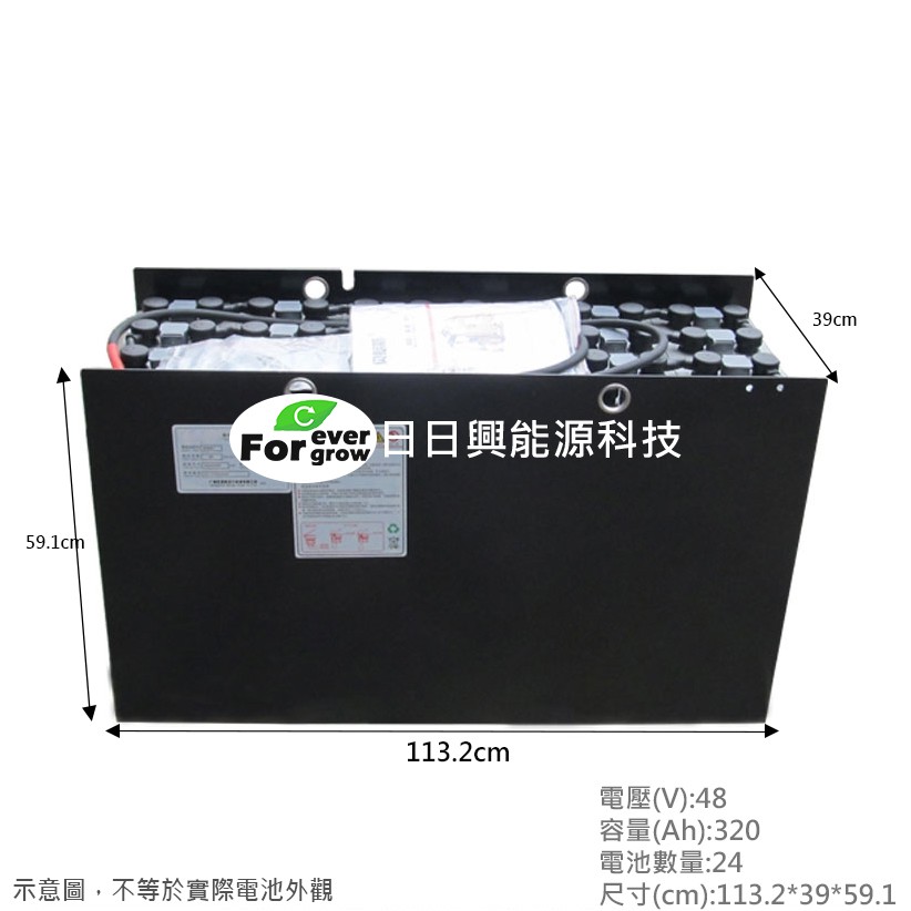 【日日興能源科技】 UNU KOMATSU 小松 FB20RL-4 電動堆高機蓄電池 48V320Ah