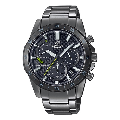 【CASIO】EDIFICE 太陽能三眼計時不鏽鋼男錶 碳纖維錶盤 EQS-930DC-1A 台灣卡西歐保固一年