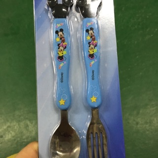 迪士尼米奇米妮維尼造型湯匙叉子組兒童餐具