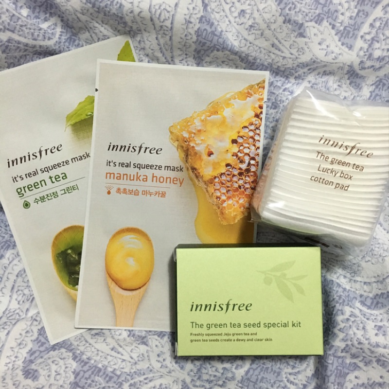 ［免運］Innisfree It is real鮮潤面膜組(蜂蜜/綠茶)+綠茶籽護膚體驗組
