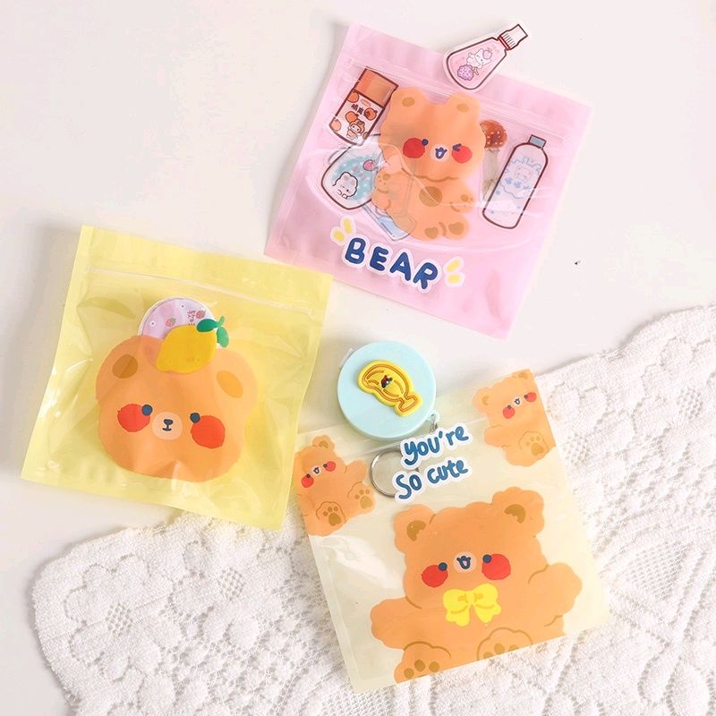【moonlight🌕】韓國可愛少女密封袋 小熊造型小物封裝夾鏈袋 餅乾零食糖果包裝袋 創意萬用封口袋