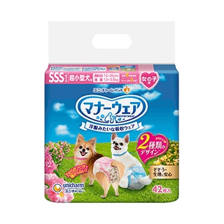日本嬌聯 Unicharm 消臭大師 禮貌帶 女用 粉紅色 & 藍色絲帶 SSS 42片 [日本直送]