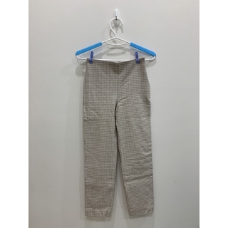 [二手近全新］H&M彈性休閒長褲 米白格紋🧇 原價$500