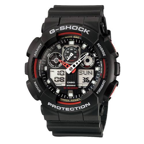 【CASIO】G-SHOCK 3D立體重型機械防滑紋路雙顯錶(GA-100-1A4)正版宏崑公司貨