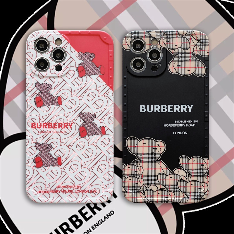 博柏利 奢侈品牌 Burberry 小熊直邊手機殼適用於 iPhone 7 Plus X XR 11 Pro Max 1