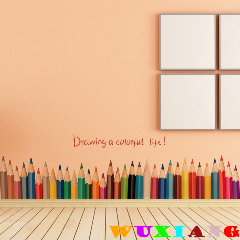 五象設計 鉛筆劃 學校幼稚園裝飾貼畫踢腳線壁貼