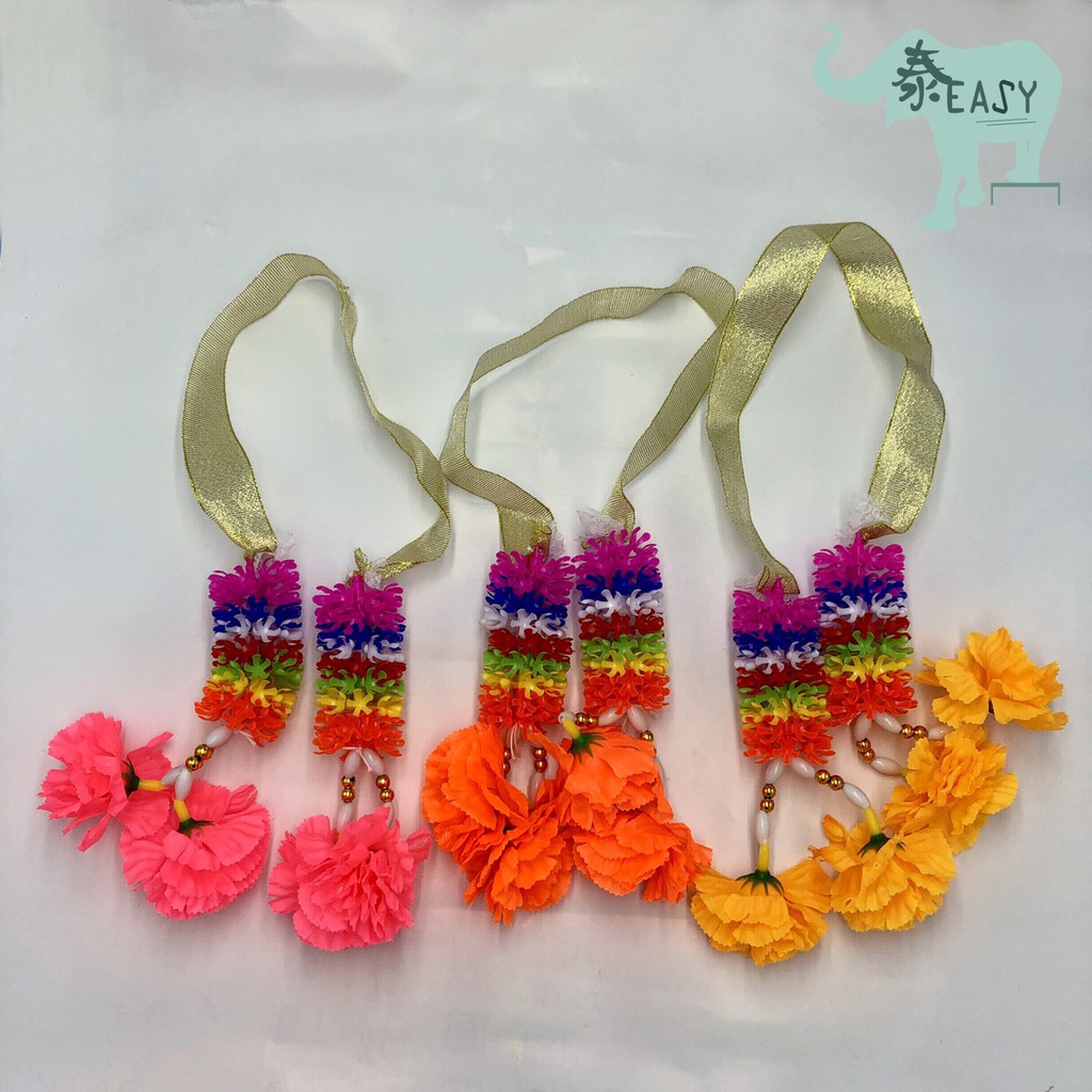 泰easy 四面佛泰國供品許願 還願彩帶花圈花環花串七色花四面佛花圈 蝦皮購物