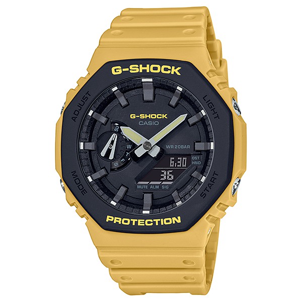 CASIO G-SHOCK 八角型錶殼雙顯錶-黃 (GA-2110SU-9A)