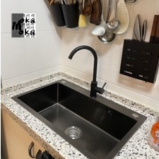 『MOKA®摩卡』不鏽鋼水槽 菜瓜布瀝水架 水槽 洗手槽 廚房水槽 不銹鋼黑納米水槽大單槽手工加厚廚房台下盆洗菜盆洗碗池
