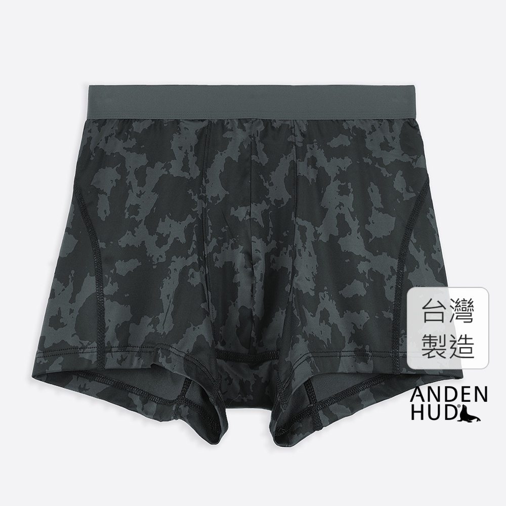 【Anden Hud】男款_吸濕排汗系列．短版變化平口內褲(灰杉綠-黑色薄霧) 台灣製