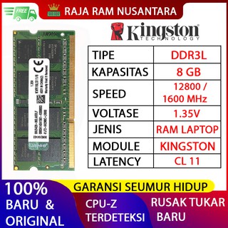 筆記本電腦內存金士頓 DDR3L 8GB 12800/1600MHz ORI RAM SODIMM 1.35v 8GB