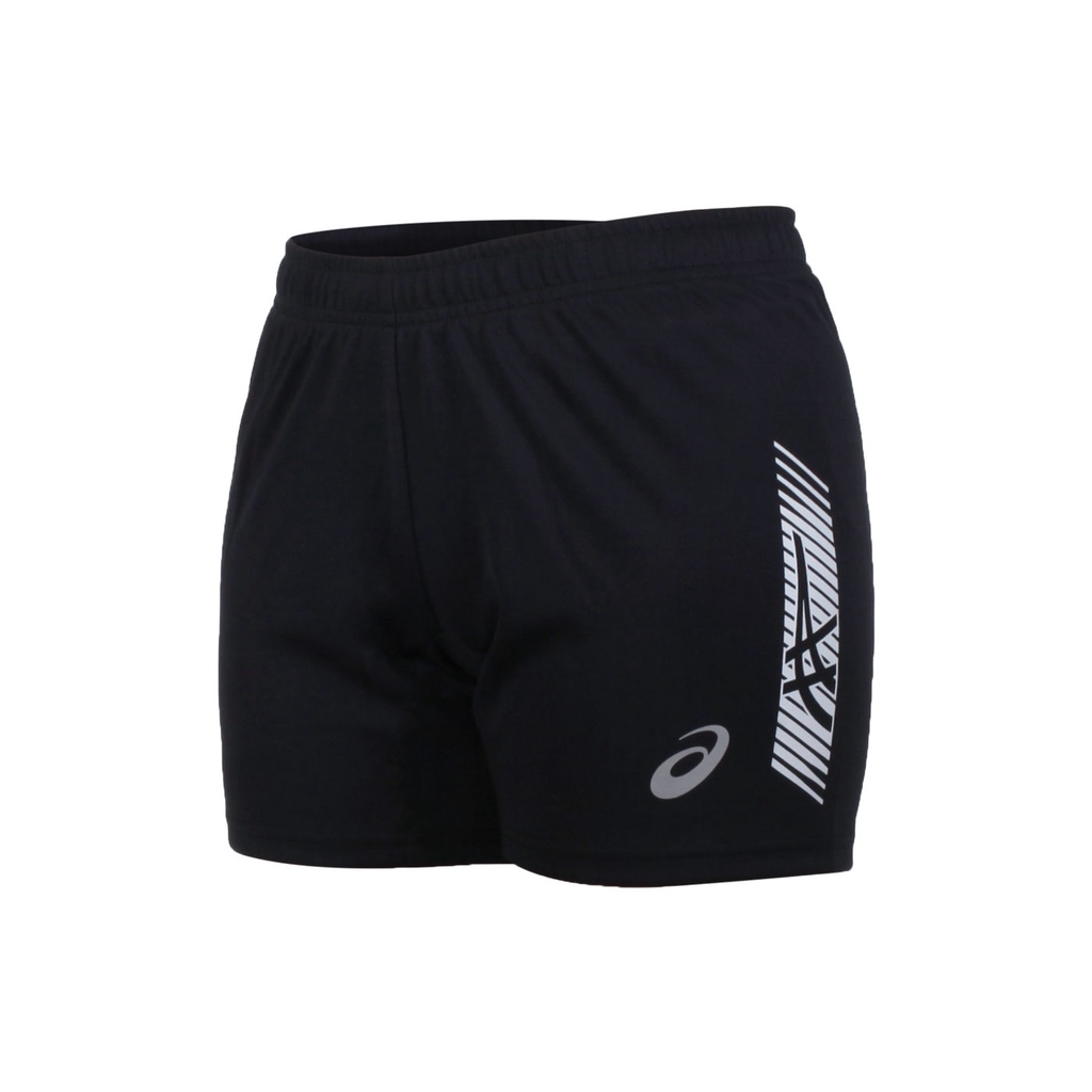 ASICS 女排球短褲( 台灣製 三分褲 運動 針織 慢跑 吸濕排汗 反光 亞瑟士「K32046-90」 黑銀