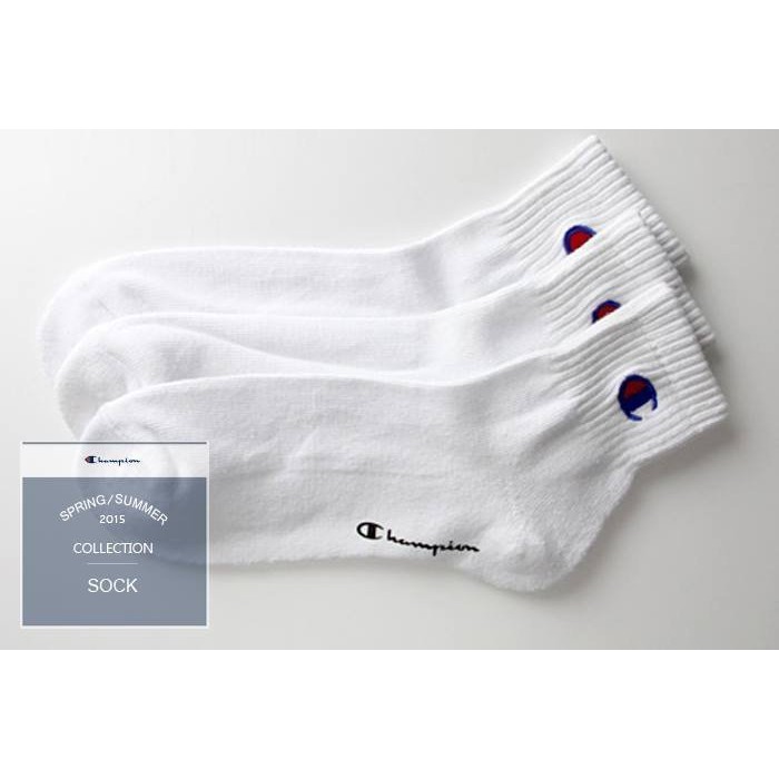 【 HYDRA】Champion 短襪 中筒襪 運動 日本 日線 白色 三雙一組 電繡 刺繡 Basic 冠軍