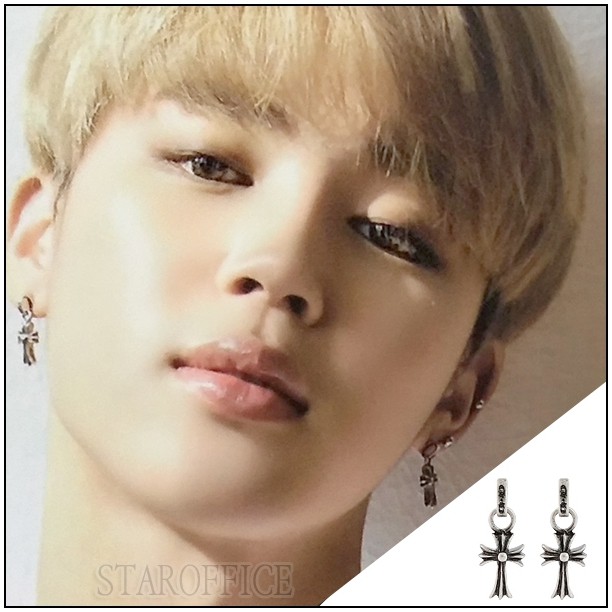 🔆韓國代購🔆 韓國耳飾 ASMAMA 防彈少年團 BTS Jimin 朴智旻 同款復古花邊十字耳環 智旻同款 韓國耳環