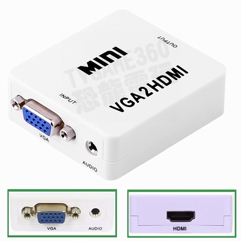 VGA TO HDMI VGA2HDMI 轉接器 轉換器 VGA轉HDMI MINIUSB供電 3.5MM音效輸入 台中