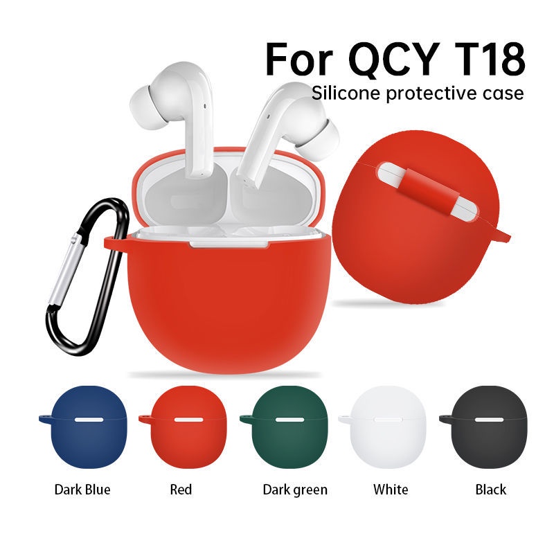 現貨! 適用於 QCY T18 外殼純色系列適用於 QCY T18 外殼軟耳機外殼保護套