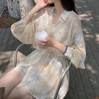 休閒女生兩件式襯裙正韓套裝ins夏天衣服時尚套裝女新款襯衫上衣+闊腿短褲洋氣夏裝兩件套防曬衣