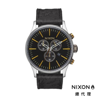 NIXON SENTRY 極簡復刻 復古 黑色 銀色 壓紋 皮錶帶 男錶 女錶 手錶 A405-2222
