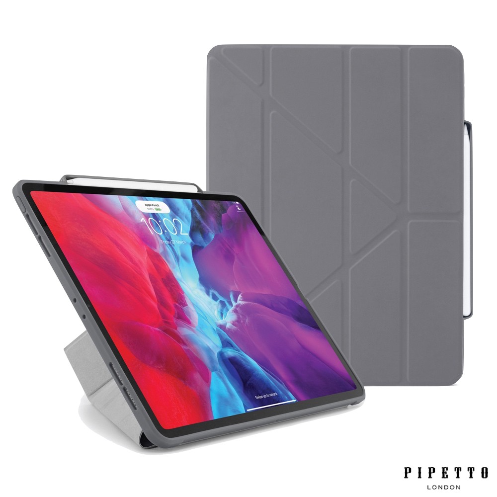 Pipetto iPad Air 10.9吋 第4/5代Origami Pencil 多角度多功能保護套(內建筆槽)深灰