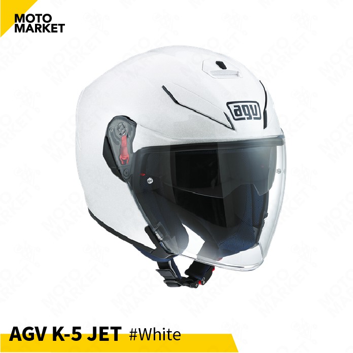 【摩托麻吉】義大利 AGV K-5 JET 3/4安全帽 內墨片 雙D釦 素色 #White 珍珠白