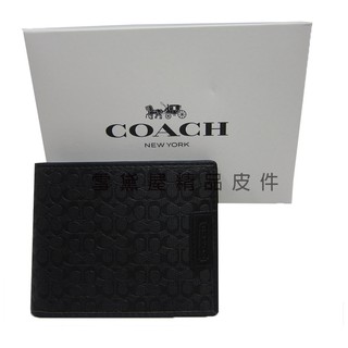 ~雪黛屋~COACH 短皮夾男仕短夾國際正版保證進口防水防刮皮革二折主袋品證購證盒塵套提袋等候10-15日C745471