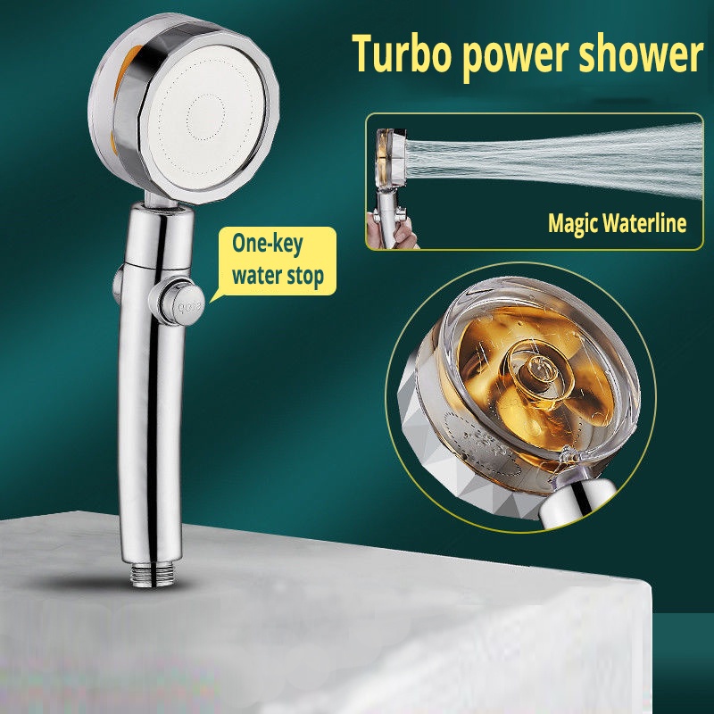 雨量渦輪風扇淋浴頭 360 旋轉高壓節水手持式淋浴渦輪增壓噴嘴浴室配件