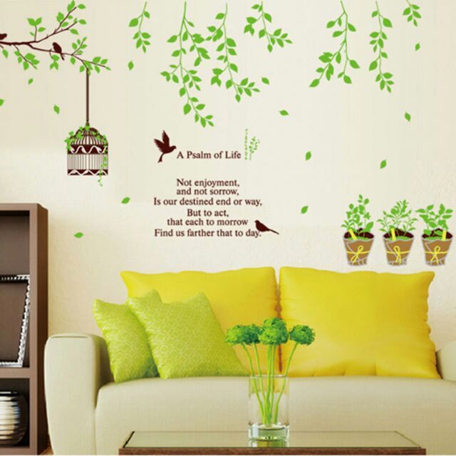 鳥籠盆栽壁貼 可移除牆貼 客廳 臥室 裝飾貼 AY9035 壁貼 牆貼 壁紙 裝飾貼 修飾貼 客廳貼