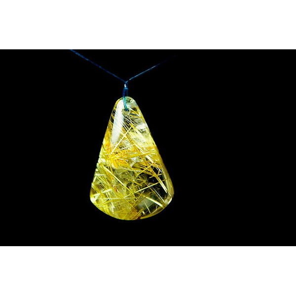 [Disk水晶] [金黃閃亮]激光黃金鈦晶三角扇形墜M-26(高28寬19厚9mm)