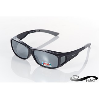 【S-MAX專業代理】New 年度新款 舒適包覆 透氣導流孔設計 電鍍片 Polarized偏光運動包覆眼鏡 (黑灰款)