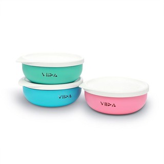 【育兒嬰品社】VIIDA Soufflé 抗菌不鏽鋼餐碗 甜心粉09353/寶貝藍09354