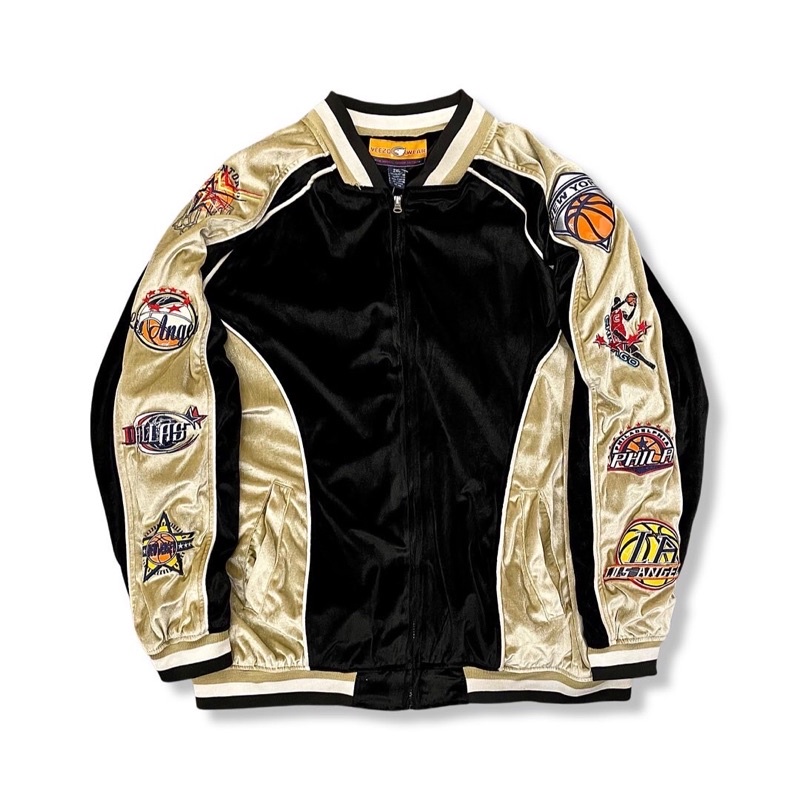 派駁古著 / Vintage Veezo Wear NBA Velvet Jacket 天鵝絨面 布章 外套🏀