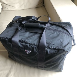 保證全新正品 PRADA 經典黑色尼龍 方塊型 肩背 手提 大型 旅行袋 旅行包