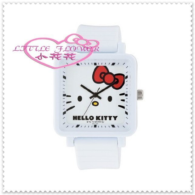 小花花日本精品♥ Hello Kitty 手表 方型女錶 手錶(白) 白色貓臉 生日禮物 交換禮物 99903404