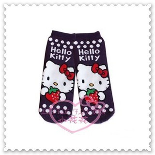♥小公主日本精品♥Hello Kitty 襪子棉襪長毛巾直版襪直筒襪大臉造型草莓點點紫色台灣製 32034103