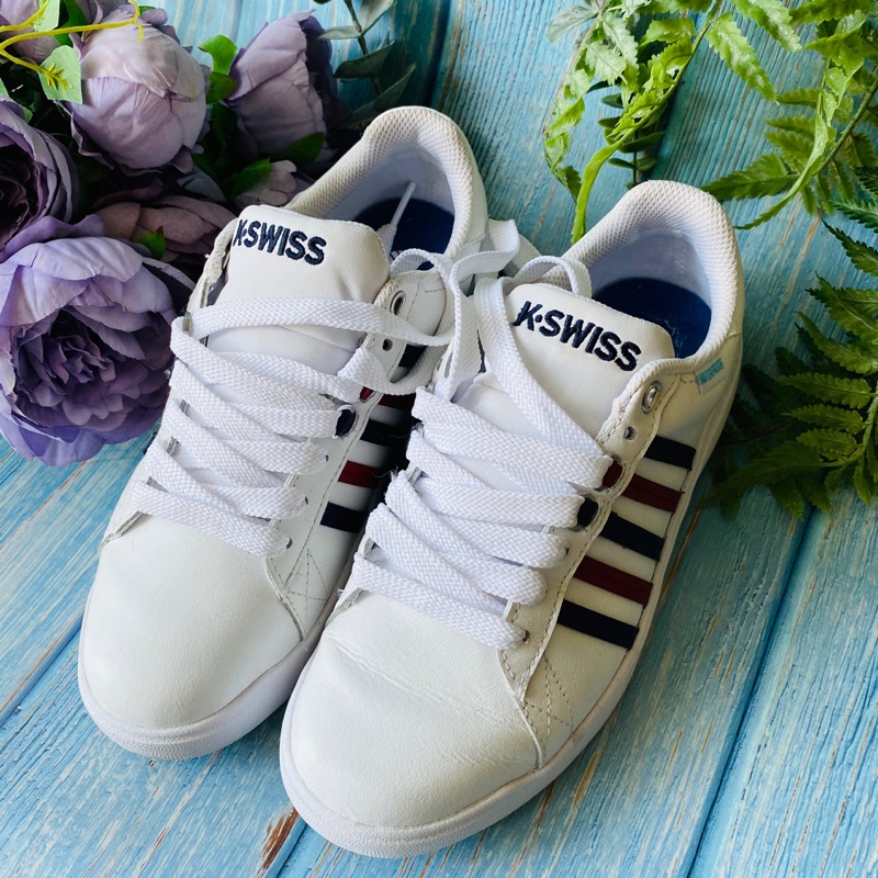 美國知名品牌K.Swiss蓋世威經典紅藍線條2019年款防水材質休閒鞋板鞋平底鞋運動鞋網球鞋