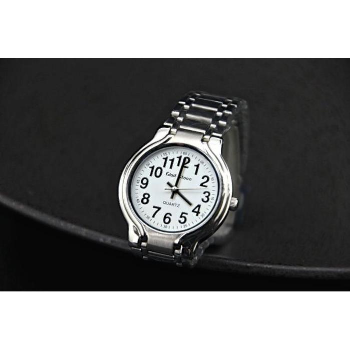 168錶帶配件~台灣品牌Glad stone紳士風防水石英錶,不鏽鋼製錶殼錶帶,石英錶心白面