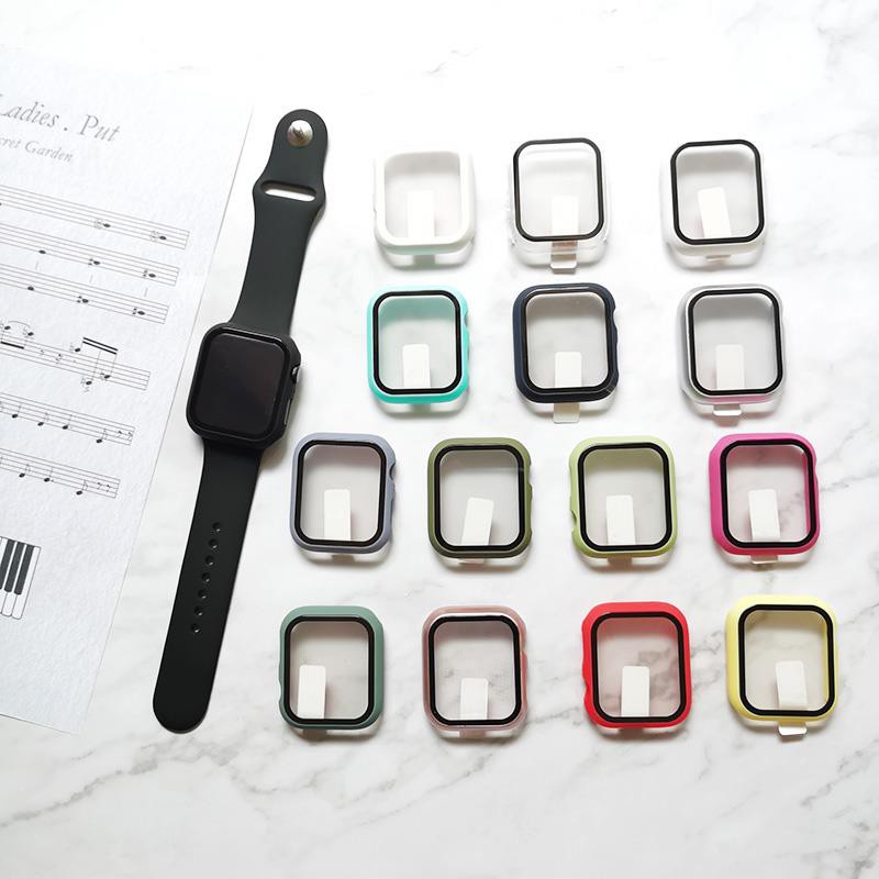 蘋果手錶鋼化膜貼膜+保護殼iwatch5 6 SE 保護套4/3/2/1全包硬殼apple watch 蘋果series